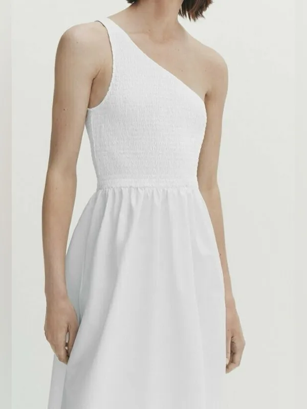Massimo Dutti One-Shoulder White Maxi Dress - Image 7