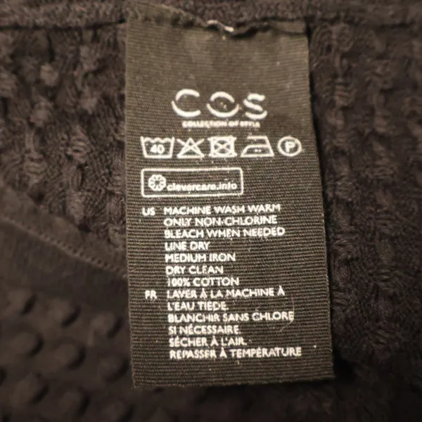 COS Textured Bubble Knit Sweater Womens Size M Black Minimalist‎ Cotton Pullover - Image 2