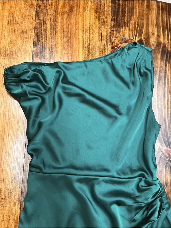 Show Me Your Mumu Jodie Emerald Luxe Green Satin One Shoulder Maxi Dress Medium - Image 5