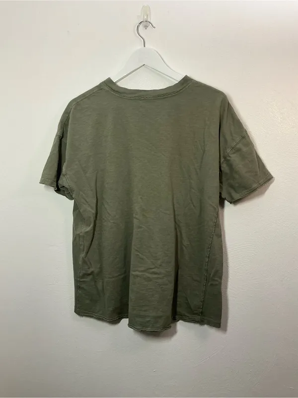 Aerie Olive Green Graphic Crewneck Tee Faded Heart “Love” Size Small - Image 2