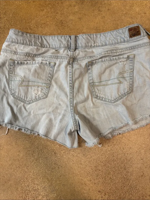 American Eagle Outfitters Light Wash Distressed Denim Cutoff Shorts - Image 2