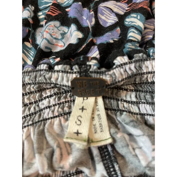 Free People Black Butterfly Novelty Long Sleeve On Or Off Shoulder Top S - Image 6