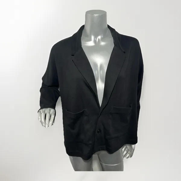 PACT Airplane Collection Relaxed Knit Blazer Jacket Black Medium Sustainable - Image 3
