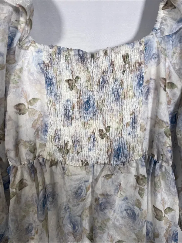 Eywol Long Sleeve White Floral Maxi Dress Large New With Tags - Image 6
