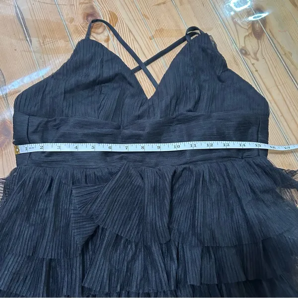 Lulus Radiant Event Black Mesh Tiered Pleated Backless Maxi Dress - Image 7