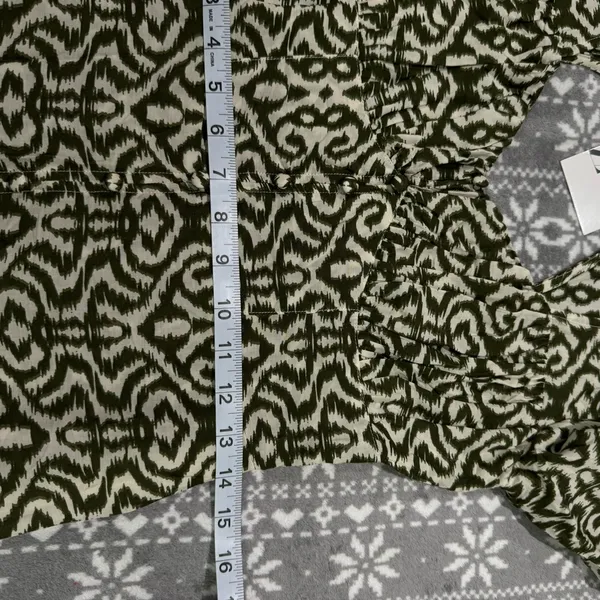 NWT‎ ZARA Printed Modal Midi Dress Green/Cream Small Boho Tribal Resortwear - Image 13