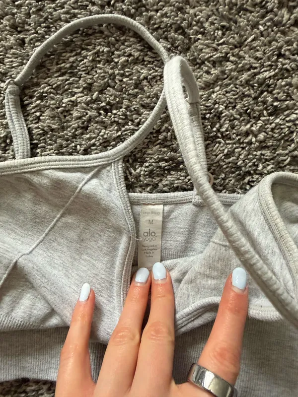 ALO Yoga Light Heather Gray Seamless Sports Bralette - Image 2