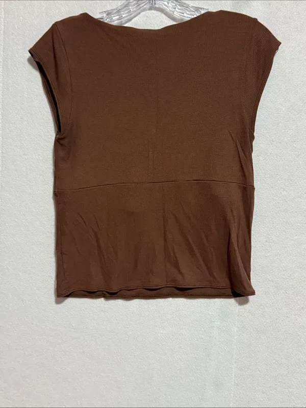 Vuori Brown Cap Sleeve Pose V-Neck Tee - Image 4