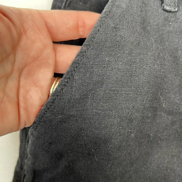 Abercrombie & Fitch S Shorts Black Linen Blend Tie Waist Casual Summer Cuffed - Image 6