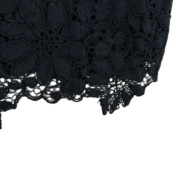 BB Dakota Black Lace Cotton Blend Round Neck V-Neck Back Lined‎ Tank Blouse XS - Image 4