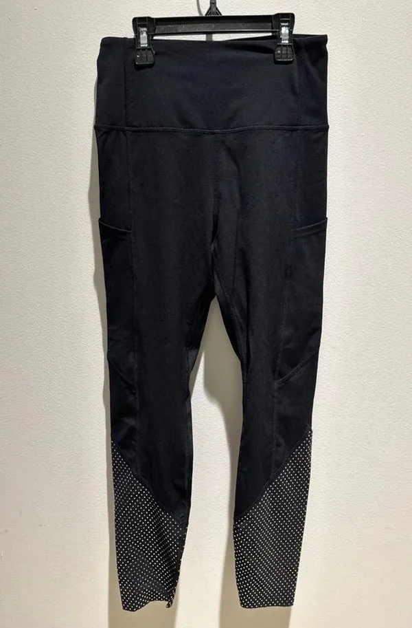 Nwot Black Zyia leggings with Silver sparkles on bottom size 2 - Image 2