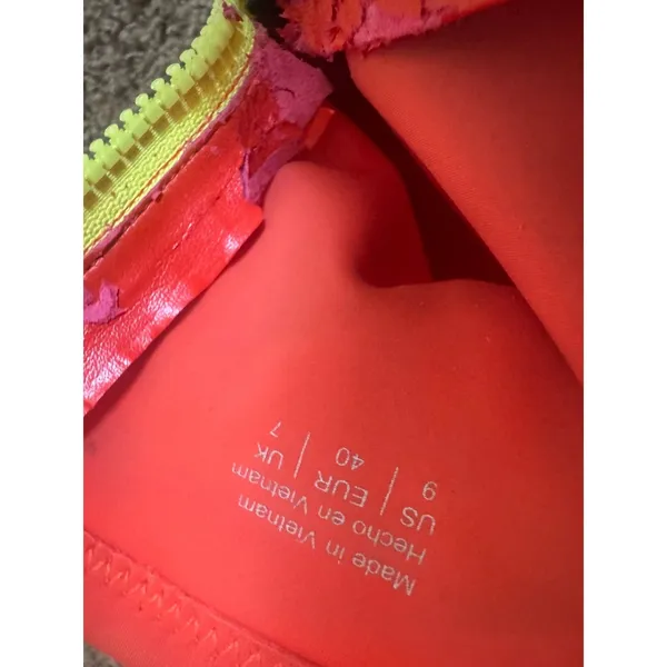 Aldo Neon Orange Sock Boots Peep Toe Stiletto Heel Gogo Retro Zip Womens 9/40 - Image 9