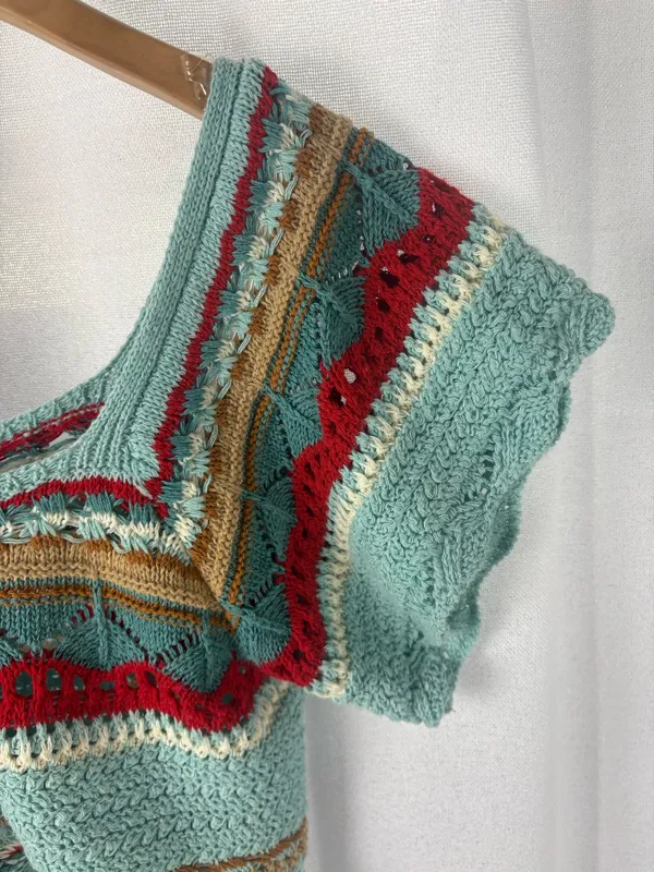 POL‎ Women's Colorful Crochet Crop Top Size Small Hand Made EUC - Image 4