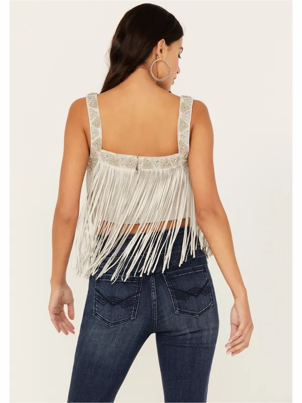 $250 Nwot Idyllwind Women'S Georgia Leather Fringe Lace-Up Bustier L - Image 4