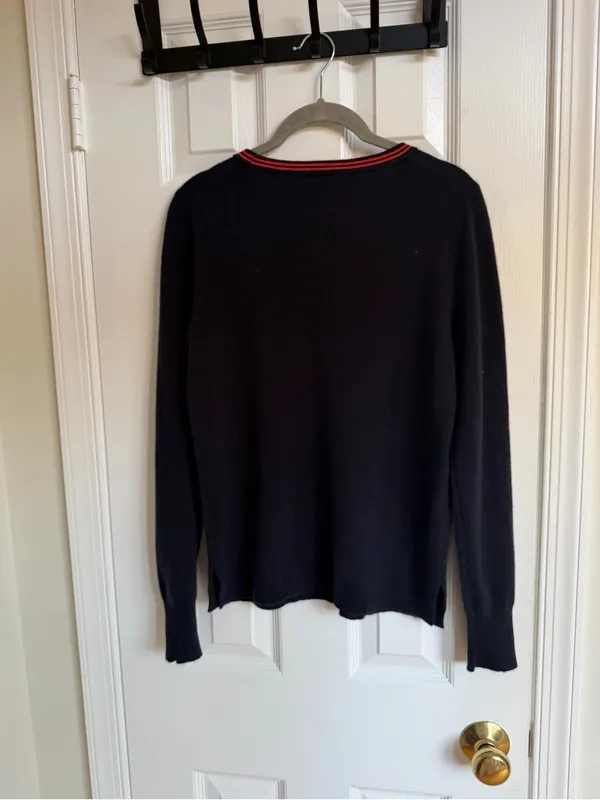 J.Crew 100% Cashmere Flying Lobster Sweater Navy Red Size S - Image 6