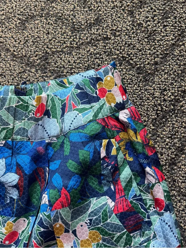 Anthropologie Maeve Blue Multicolor Brightly Floral Pleated Mini Skirt - Image 2
