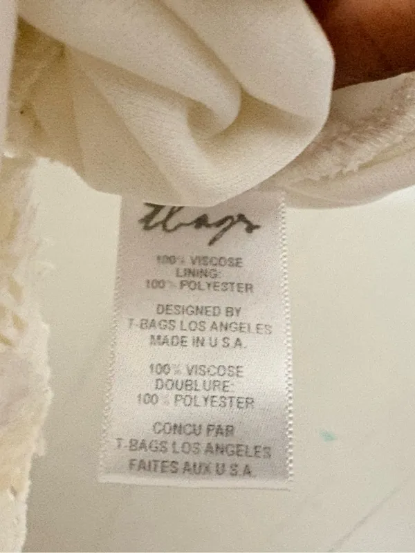 T-Bags Los Angeles Ivory Crochet Lace Long Sleeve Mini Dress Size L - Image 10