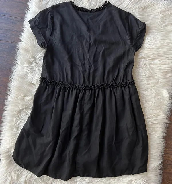 Black Ruffle Trim Loose Dress - Image 7