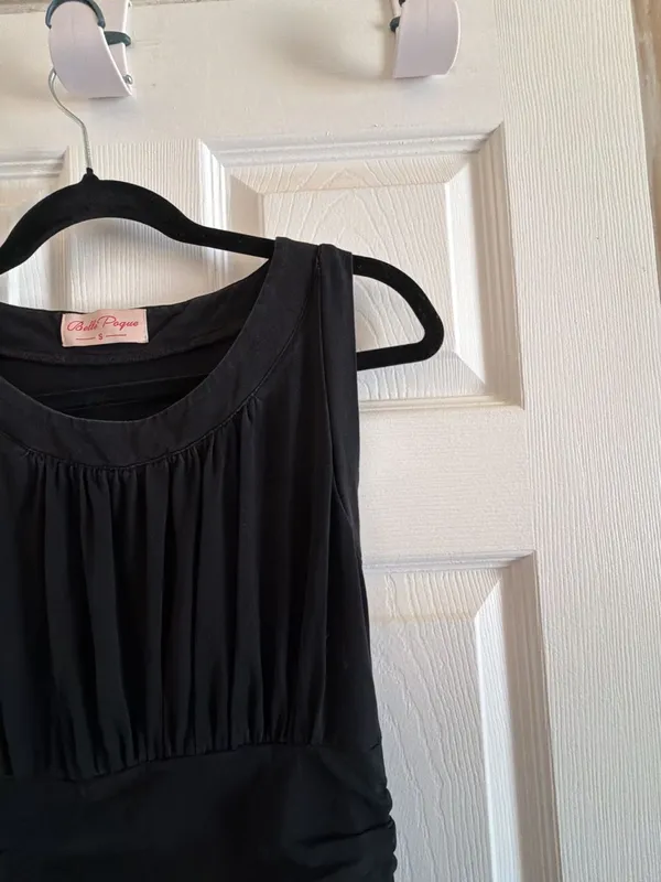 Belle Poque Black Sleeveless Ruched Waist Maxi Dress Small - Image 5