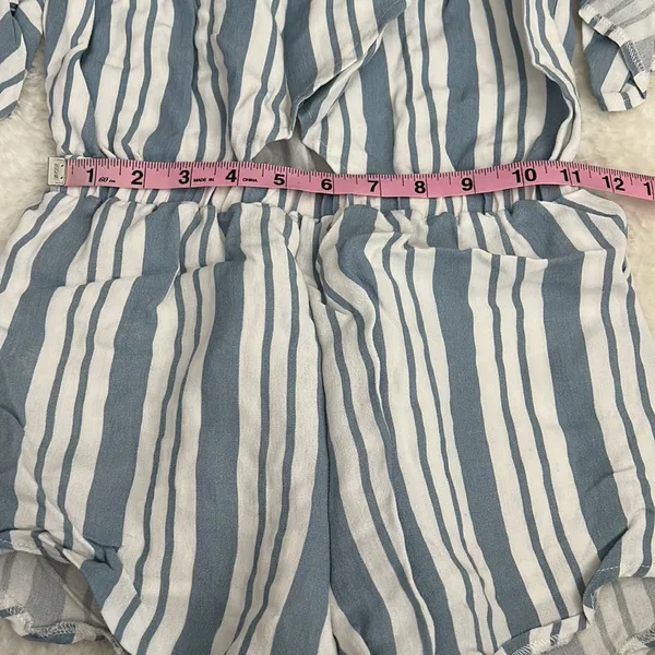 5/$30 🎈 Kimchi blue XS blue‎ and white stripe off shoulder romper - Image 9