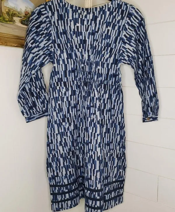 Mata Traders NWT All Gathered Up Dress Blue 3/4 Sleeve Size Small - Image 4