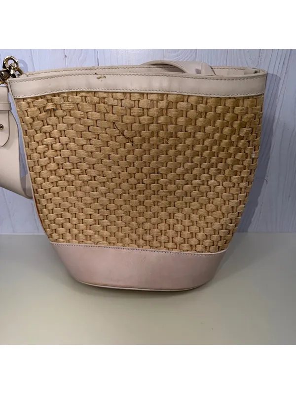 Spartina 449 Woven Straw Bucket Crossbody Bag Bamboo Tassels Cream - Image 7