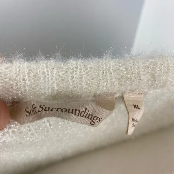 Soft Surroundings Ivory Soft Fuzzy Narcissa Crew Neck Sweater XL - Image 9