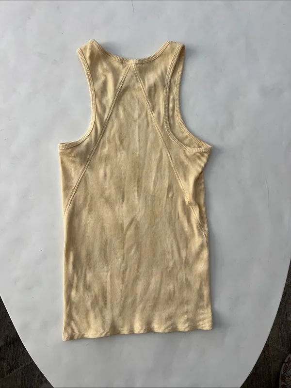 Rag & Bone Essential Rib Knit Tank Top Organic Pima Cotton Butter Yellow M $95 - Image 6
