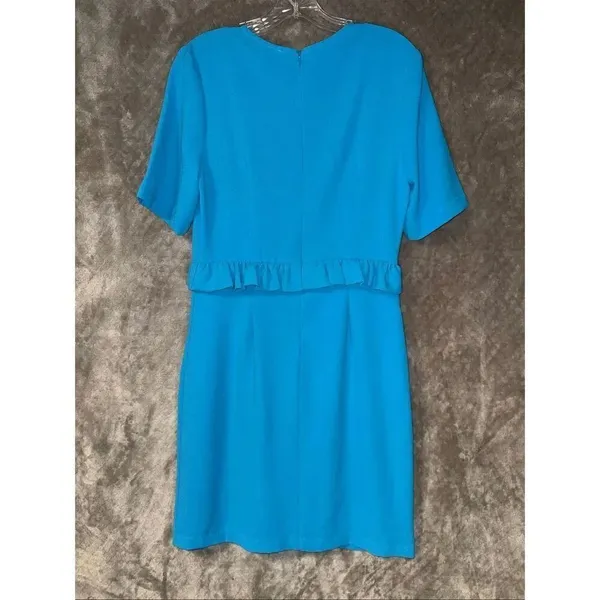 NEW Charles Henry Nordstrom Turquoise Sheath Dress Sz S Ruffle Waist #784 - Image 7