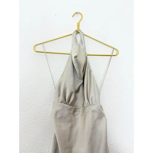 Zara Woman NWT SS25 Grey/ Beige Short Satin Halter Dress Size Medium 8482/331 - Image 5