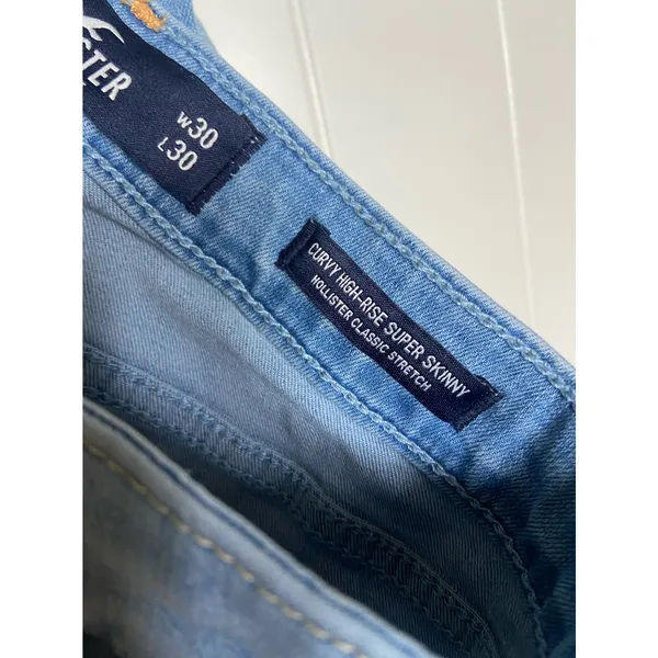 Hollister‎ Curvy High Rise Super Skinny Jeans W30 L30 Light Wash Ripped Distress - Image 6