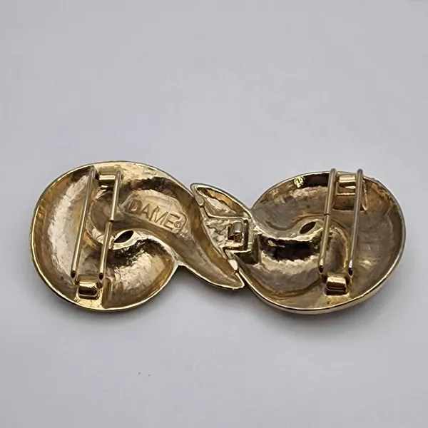Vintage Dame Gold Tone Modernist Infinity Twist Scroll Belt Buckley - Image 3