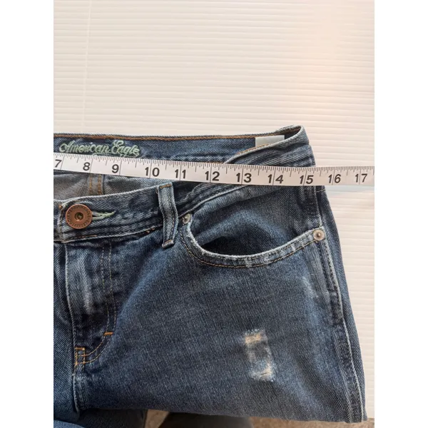 American Eagle‎ Favorite Fit Flare Jeans Medium Wash Distressed 6 Reg 100 Cotton - Image 8