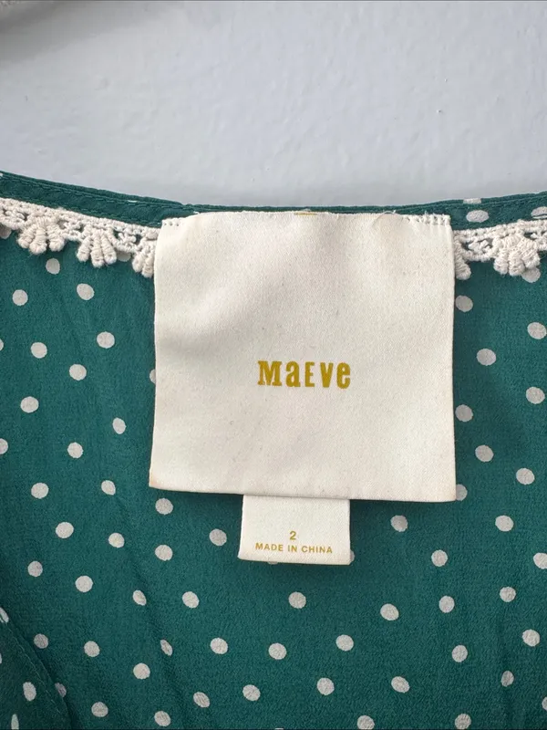 Maeve Anthropologie Polka Dot Top Size 2 Office Business Casual - Image 2