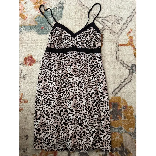 Gilligan & O'Malley Leopard Print Chemise Nightgown Sleepwear Medium Animal - Image 2
