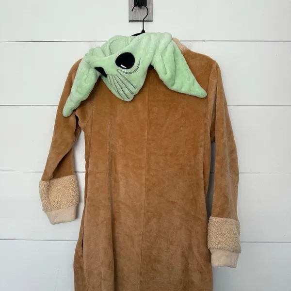 Star Wars Adult Small Grogu One Piece Pajama Zip Up Hooded - Image 5