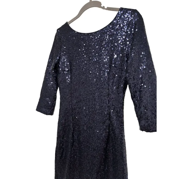 Lulus Women's Navy Blue Sequin Mini Cocktail Dress 3/4 Sleeve Size S - Image 3