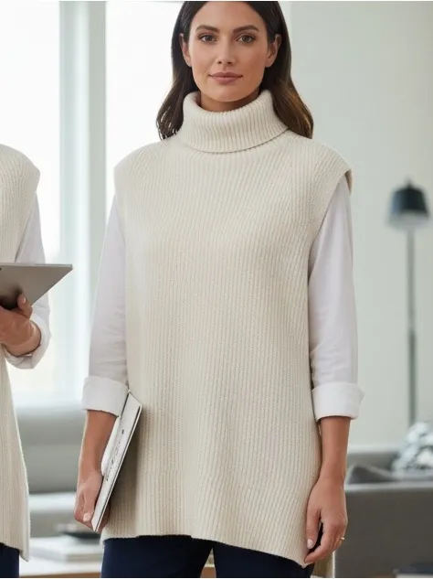 Lauren Ralph Lauren Cream Cable Knit Mock Neck Sweater Vest 2X - Image 11