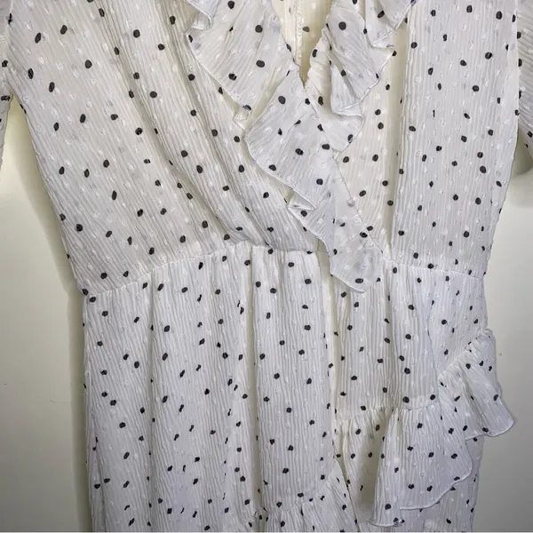 Zara White Black Polka Dot Ruffle Wrap Romper Size M - Image 11