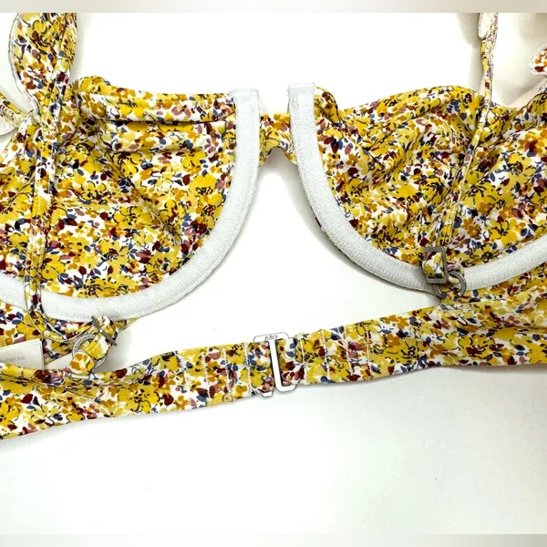 Abercrombie & Fitch Ruffle Floral Yellow Bikini Swim Top‎ Size S - Image 4