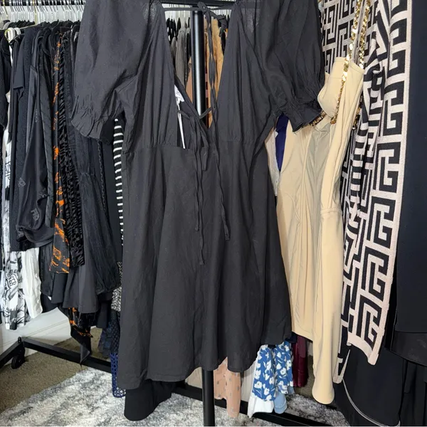 Princess Polly Blissful Black Puff Sleeve Plunge Mini Dress Womens US 10 New NWT - Image 12