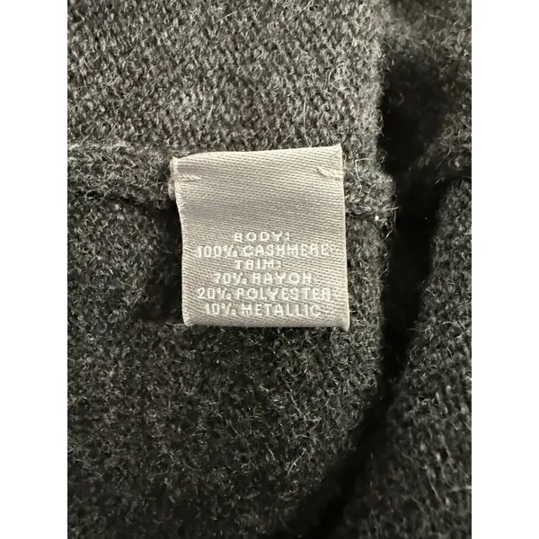 Neiman Marcus Cashmere Collection Gray Metallic Trim Short Sleeve Sweater M - Image 7