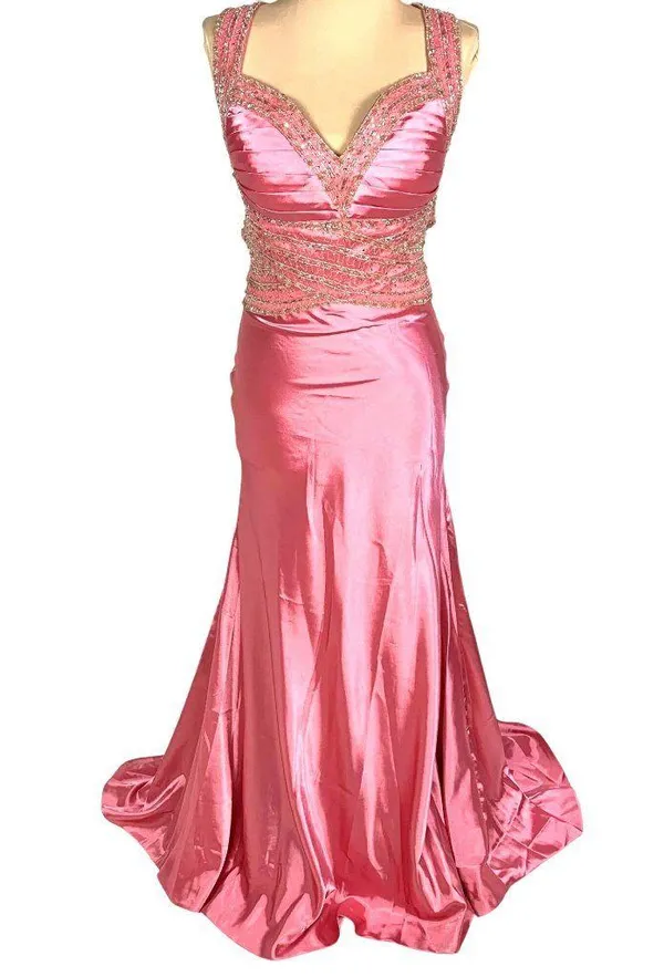 Glamorous New Pageant Prom Gown Sweetheart Neck Jeweled Pink Size 6 Glam A-line - Image 2