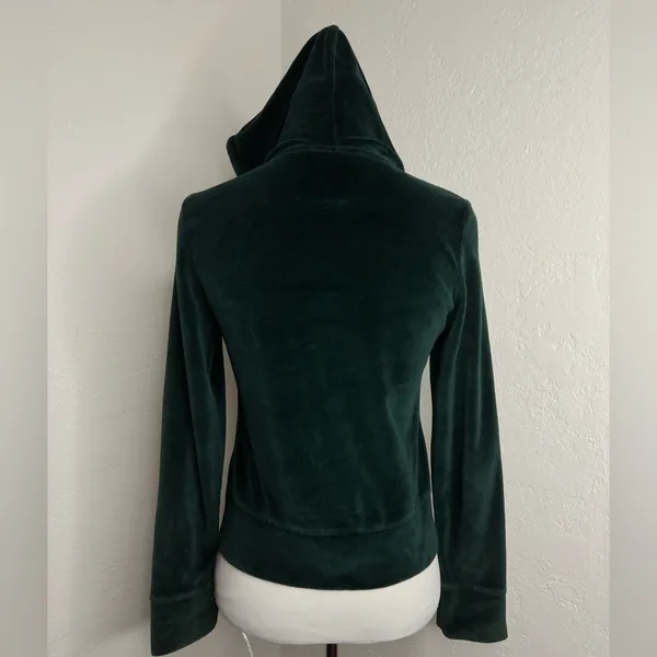 Gazoz USA Forest Green Velour Zip-Up Hoodie Small - Image 4