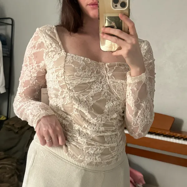 Madden Girl Lace Nude Lining Long Sleeve Top - Image 3