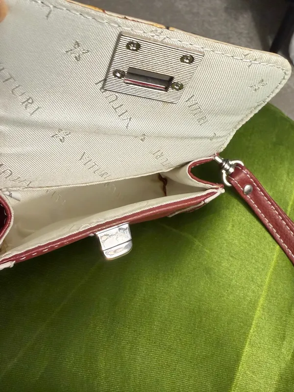 Furla Vituri Red Leather Wristlet with White Interior Imperfections - Image 5