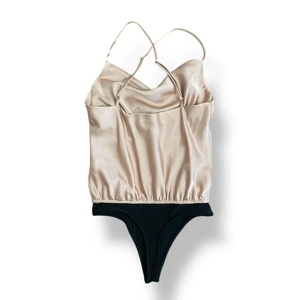 Show Me Your Mumu Diane Bodysuit In Rose‎ Gold Luxe Satin Womens Size XS - Image 5