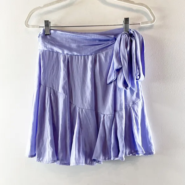 Free People Zuri Satin Wrap Mini Skirt Purple XS - Image 2