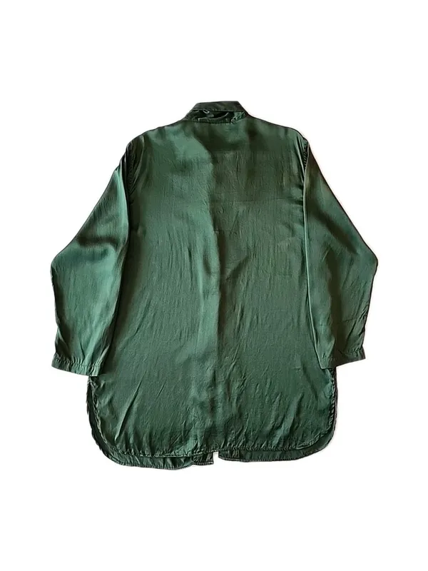Vintage Victoria’s Secret Gold Label Silk Pajama Shirt Emerald Green Loungewear - Image 6