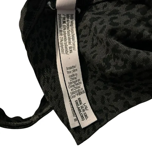 VICTORIAS SECRET Bralette Black Gray Animal Print Size L Casual Lounge Wireless - Image 6